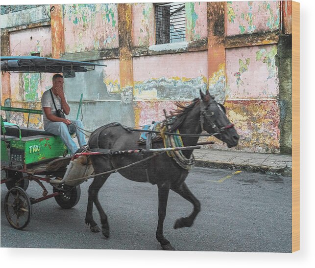 Havana Cuba Wood Print featuring the photograph Cuban Taxi by Tom Singleton