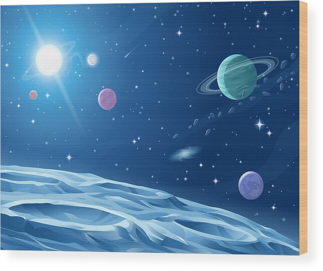 Comet Wood Print featuring the drawing Deep Space by Kbeis