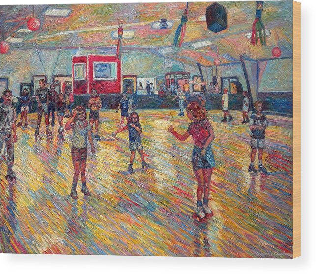 Figure Wood Print featuring the painting Dominion Skating Rink by Kendall Kessler