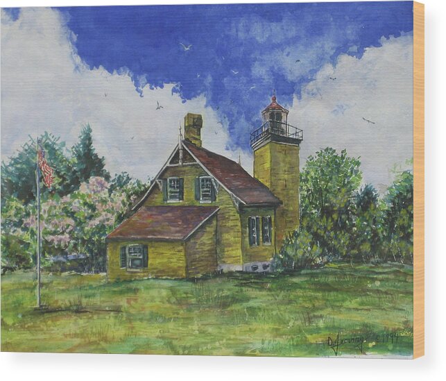  Wood Print featuring the painting Door County Lighthouse by Douglas Jerving