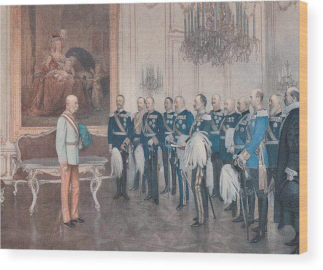 Charles Wood Print featuring the painting Emperor Franz Joseph I of Austria Color print after Franz Matsch by MotionAge Designs