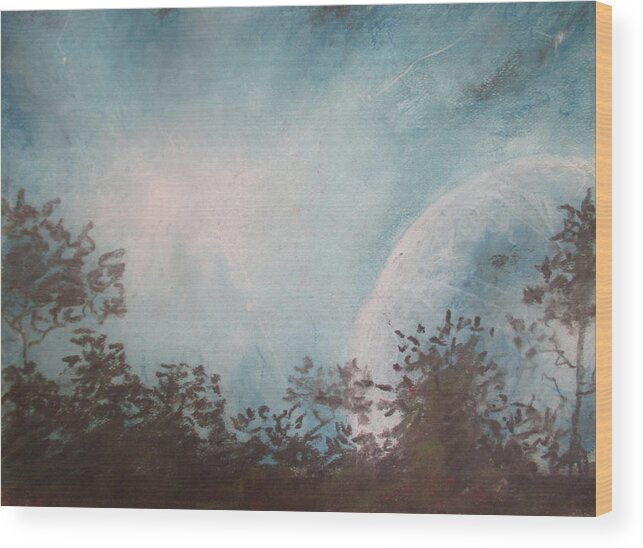 Moon Wood Print featuring the painting Enchanted Nights by Jen Shearer