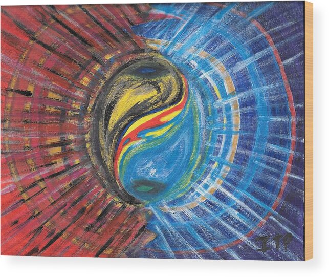 Yin Wood Print featuring the painting Fire with Ice by Esoteric Gardens KN