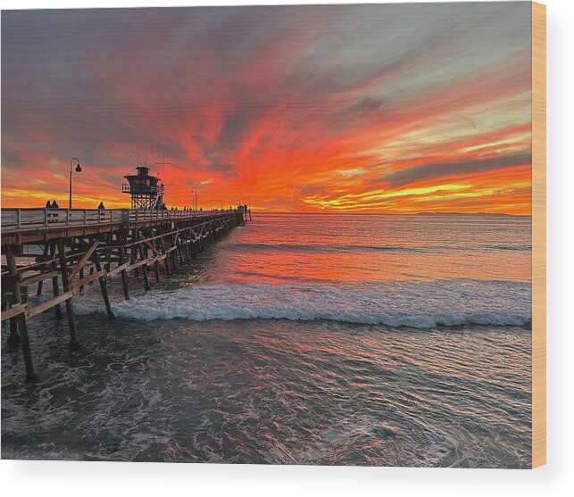 Sunset Wood Print featuring the photograph Fiery Sky by Brian Eberly