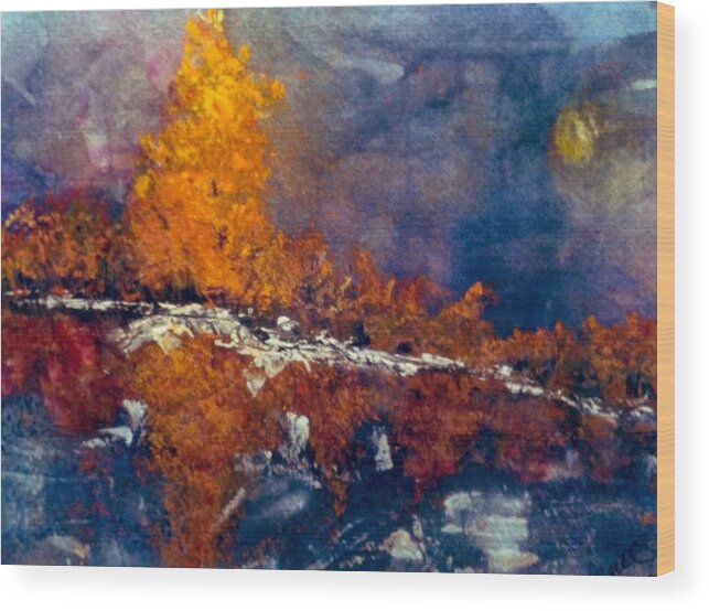 Fall Wood Print featuring the painting First Frost by Sherry Harradence