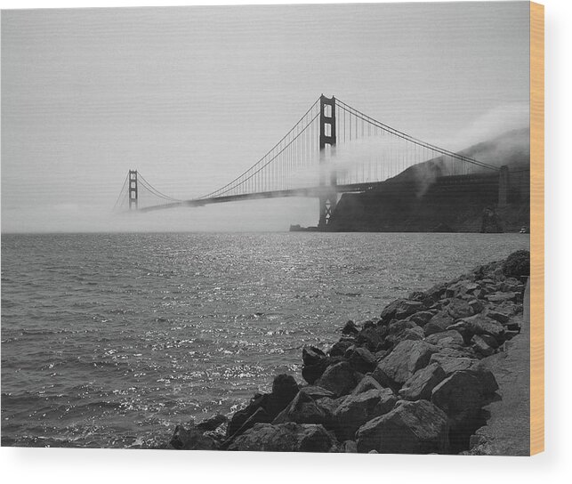 Golden Gate Bridge Wood Print featuring the photograph Fog Rolling in at the Golden Gate by John Parulis