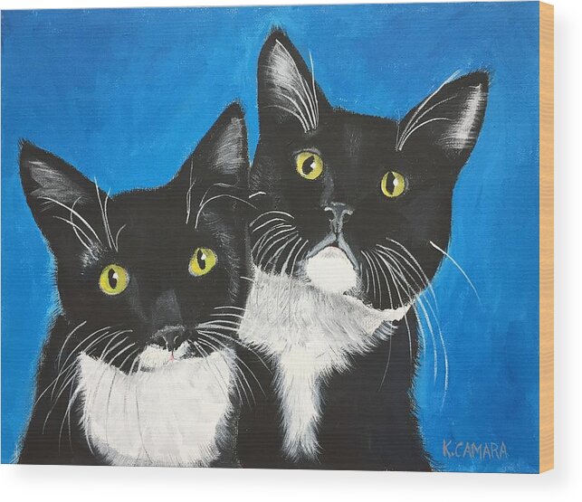 Pets Wood Print featuring the painting George and Grayson by Kathie Camara