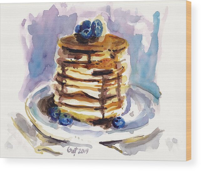 Pancake Wood Print featuring the painting Good Morning by George Cret