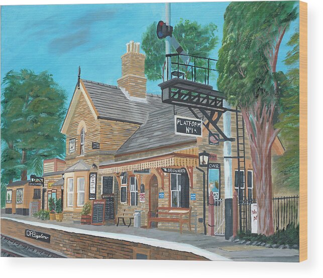 Train Wood Print featuring the painting Hampton Loade station by David Bigelow