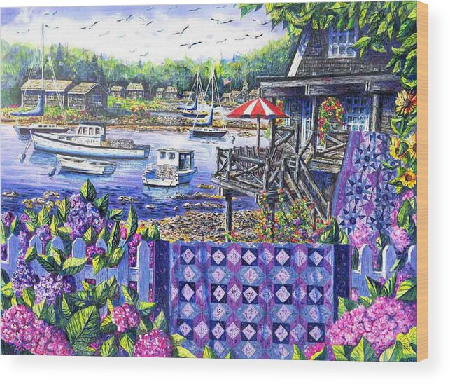 Harbor Wood Print featuring the painting Harbor View by Diane Phalen