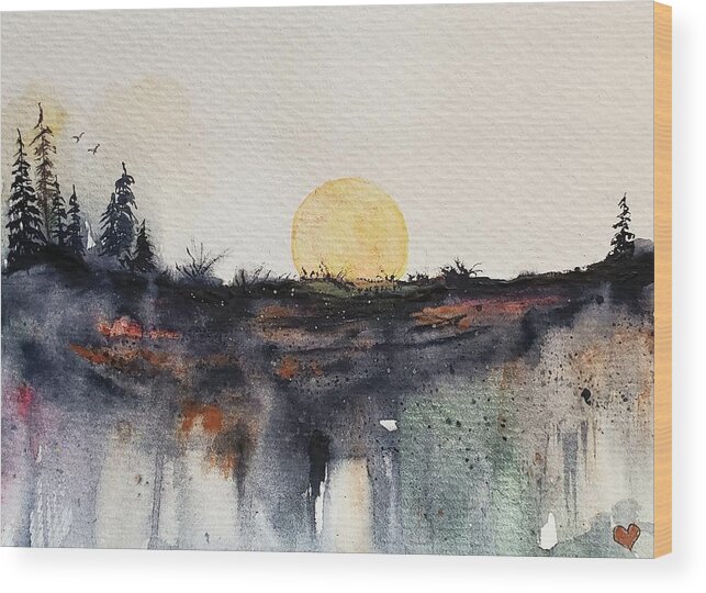 Harvest Moon Wood Print featuring the painting Harvest Moon by Deahn Benware