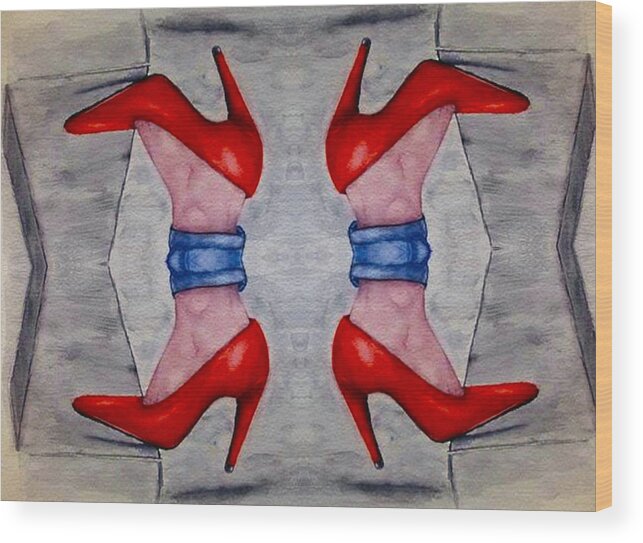 The Entranceway Wood Print featuring the mixed media Heels over Heels by Ronald Mills