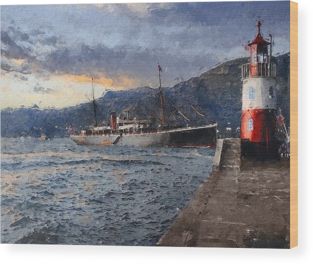 Steamer Wood Print featuring the digital art Home before dark by Geir Rosset