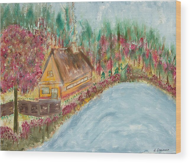 Lake Wood Print featuring the painting House on the Lake by David McCready