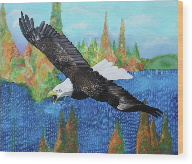 Eagle Wood Print featuring the painting Into The Future by John Keaton