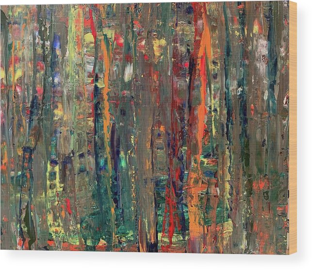 Abstract Wood Print featuring the painting Into the Woods 1 by Teresa Moerer