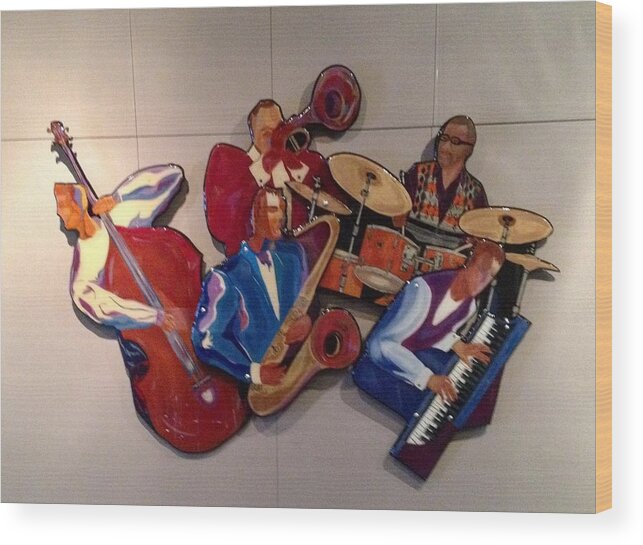 Jazz Wood Print featuring the painting Jazz Ensemble V-custom by Bill Manson