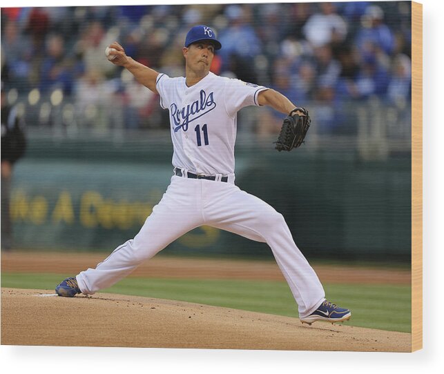 American League Baseball Wood Print featuring the photograph Jeremy Guthrie by Ed Zurga