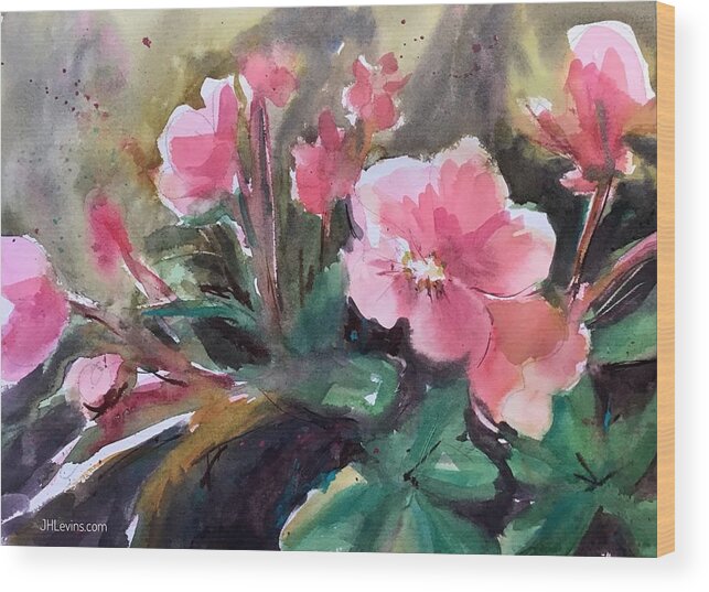 Flowers Wood Print featuring the painting Joannes Flowers by Judith Levins