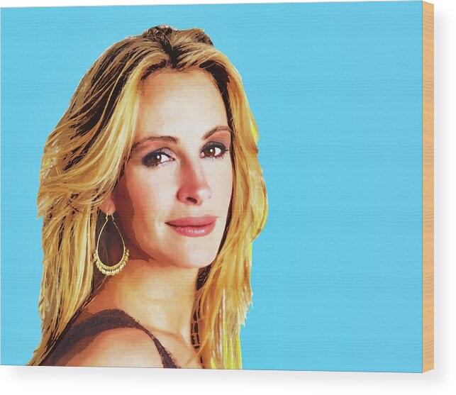 Julia Roberts Wood Print featuring the photograph Julia Roberts by Dominic Piperata