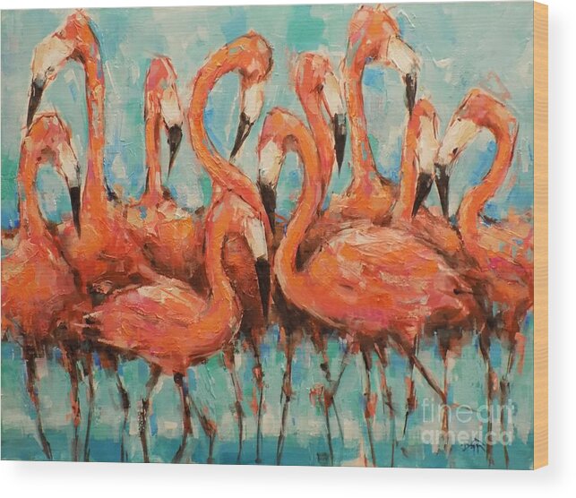 Flamingos Wood Print featuring the painting Just Another Day In Paradise by Dan Campbell