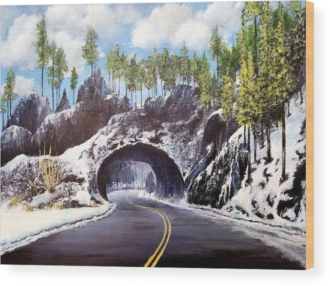 South Dakota Wood Print featuring the painting Just Passing Through by Roseanne Schellenberger