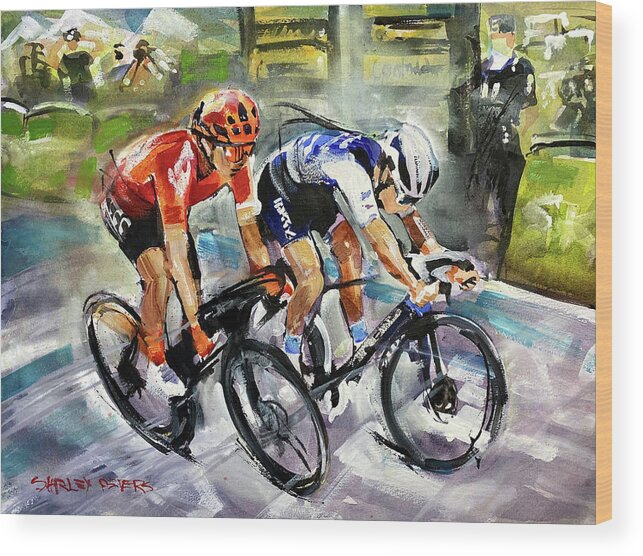 Lacourse2020 Wood Print featuring the painting La Course_At The Line by Shirley Peters