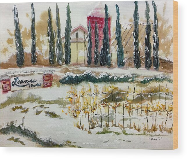Temecula Landscape Painting Wood Print featuring the painting Leoness Cellars Temecula Wine Country Painting by Roxy Rich