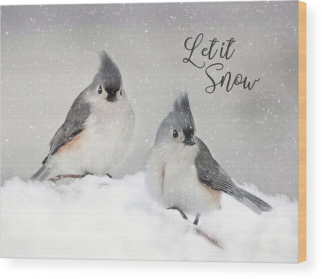 Bird Wood Print featuring the mixed media Let It Snow by Lori Deiter