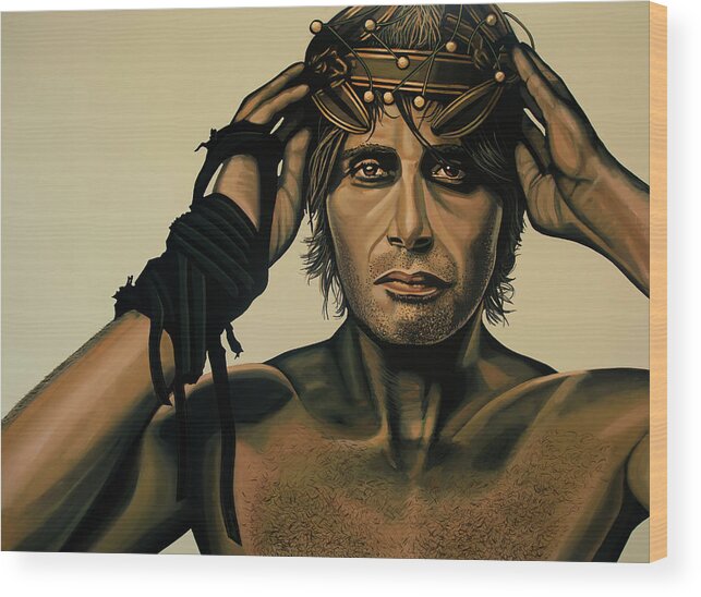 Mads Mikkelsen Wood Print featuring the painting Mads Mikkelsen Painting by Paul Meijering