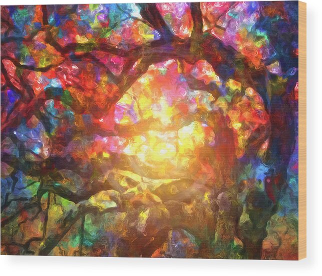 Magical Forest Light Painting Wood Print featuring the painting Magical Forest Light Painting by Dan Sproul