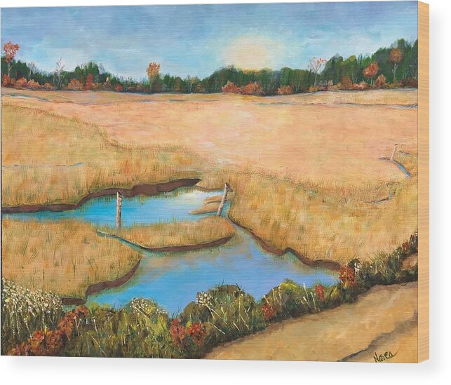 Marsh Wood Print featuring the painting Marshlands by Deborah Naves