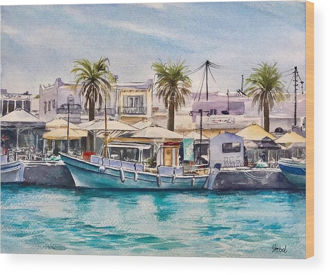 Greece Wood Print featuring the painting Memories of the Greek Islands by Chris Hobel
