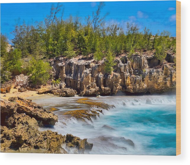 Beach Wood Print featuring the photograph Misty Blue Pool by Bradley Morris