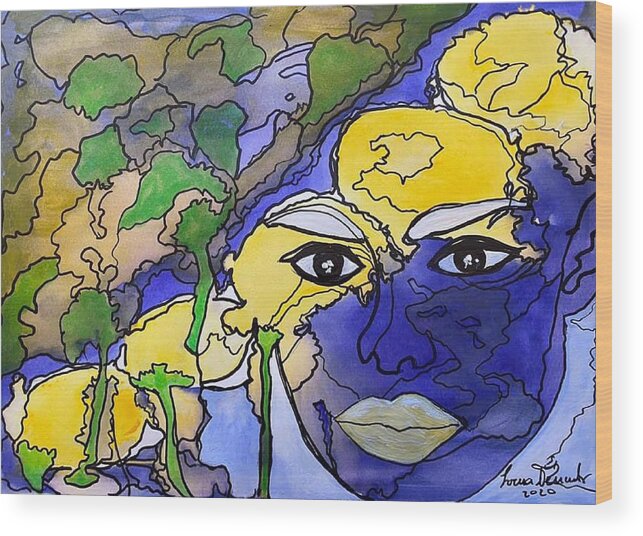 Mother Earth Healing Wood Print featuring the painting Mother Earth Healing by Lorena Fernandez
