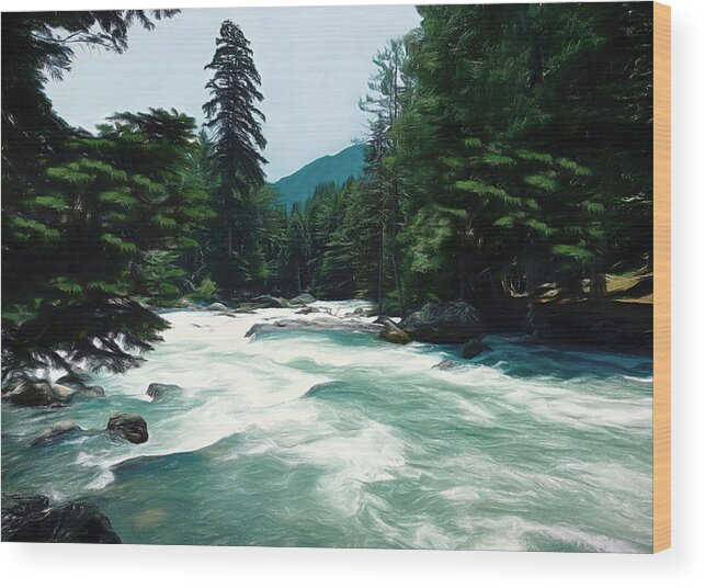 River Wood Print featuring the digital art Mountain Valley Stream by Susan Hope Finley