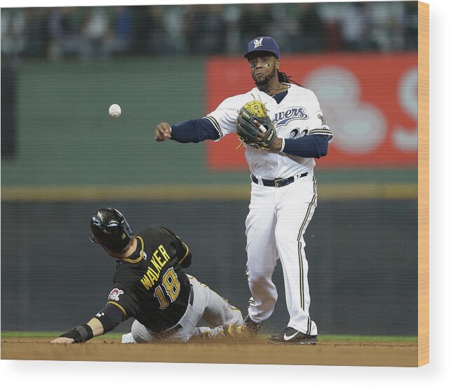 2nd Base Wood Print featuring the photograph Neil Walker and Rickie Weeks by Jeffrey Phelps