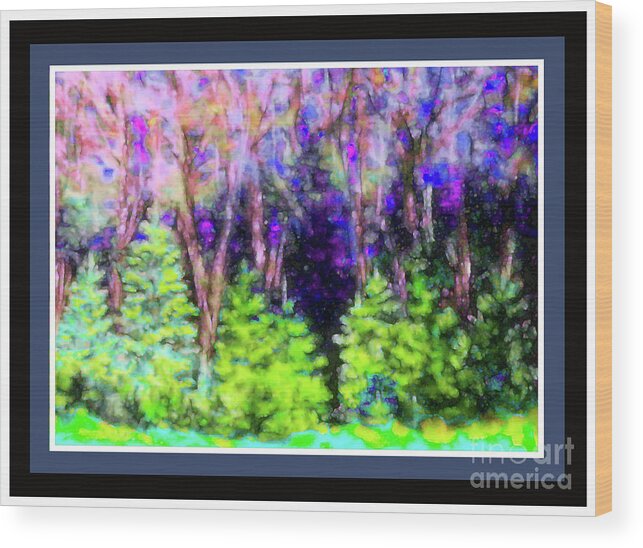  Wood Print featuring the pastel New Growth Pines by Shirley Moravec