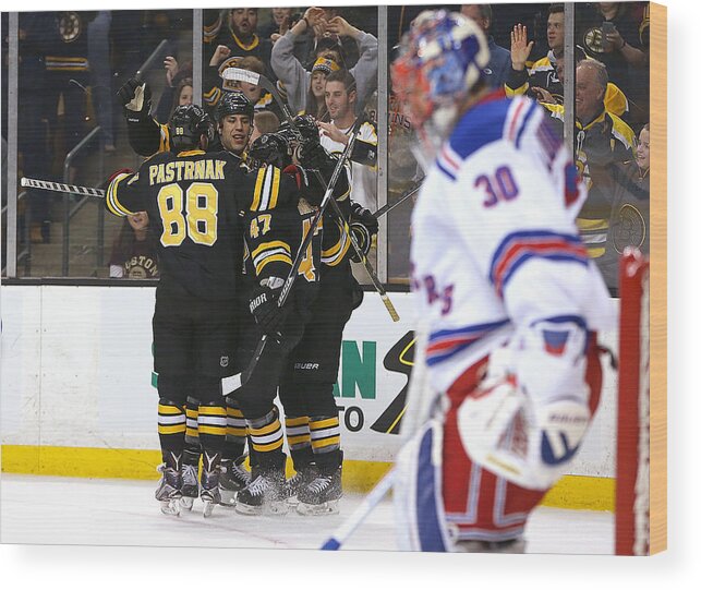 National Hockey League Wood Print featuring the photograph New York Rangers v Boston Bruins by Jim Rogash