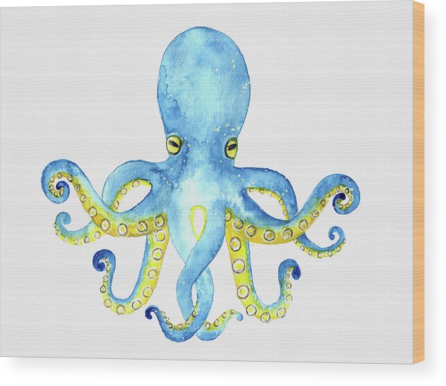 Octopus Wood Print featuring the painting Octopus by Michele Fritz