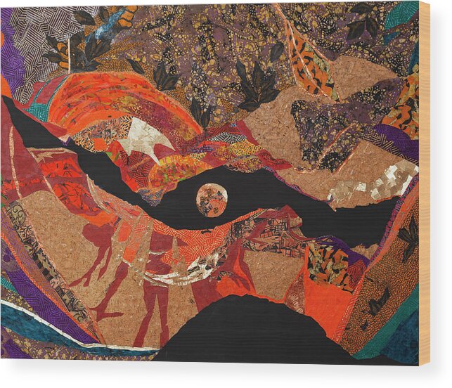 Apanaki Wood Print featuring the tapestry - textile Oju Olorun IV Rin Ti Awon Baba by Apanaki Temitayo M