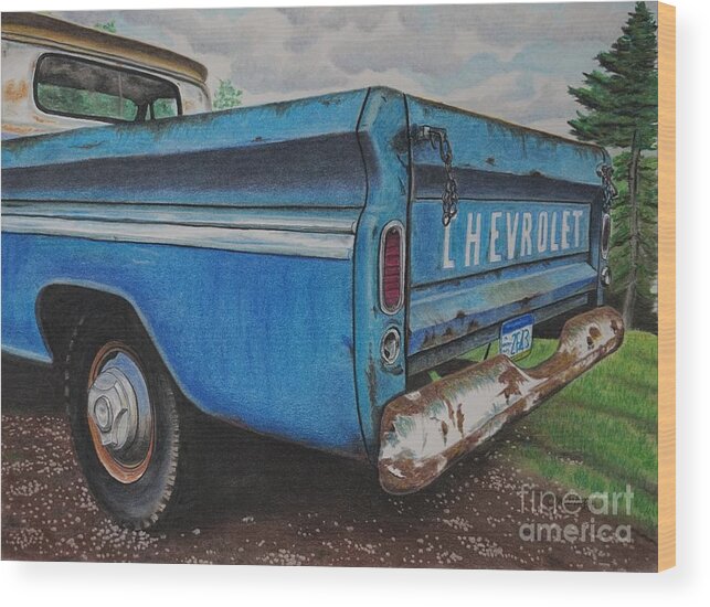 Wall Art Wood Print featuring the pastel Old Blue by Chris Naggy
