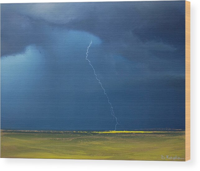 Derek Kaplan Wood Print featuring the painting Opt.3.21 'Storm' by Derek Kaplan
