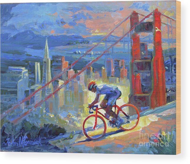Bicycle Wood Print featuring the painting Orange Bike by John McCormick