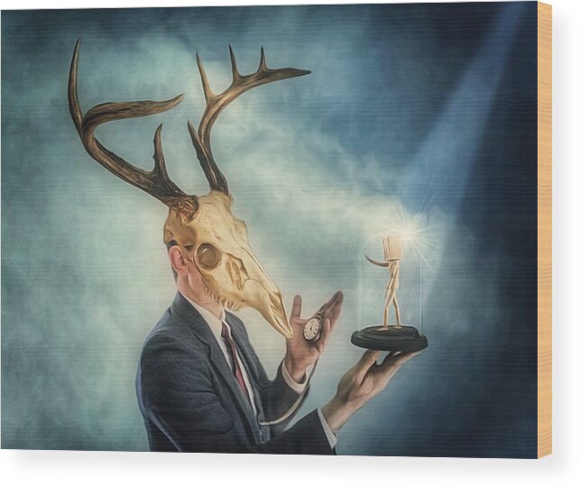 Deer Wood Print featuring the photograph Parable by Mark Fuller