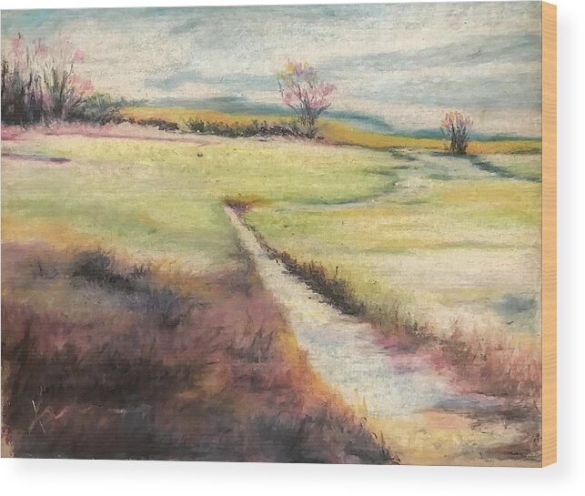 Oil Pastel Wood Print featuring the painting Peaceful Path by Katrina Nixon