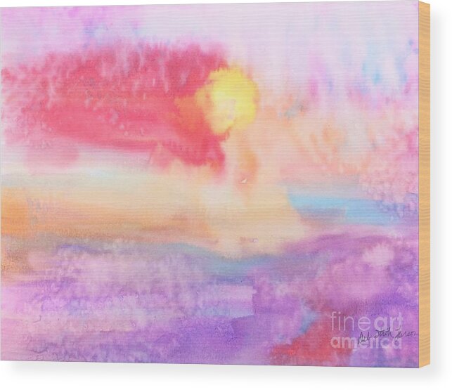 Water Wood Print featuring the painting Pink Painted Sky by Deb Stroh-Larson