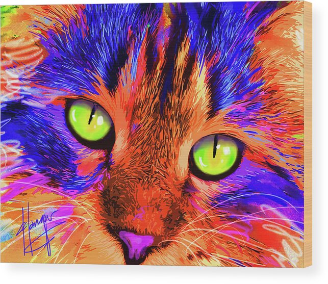 Dizzycats Wood Print featuring the painting pOpCat Sterling by DC Langer