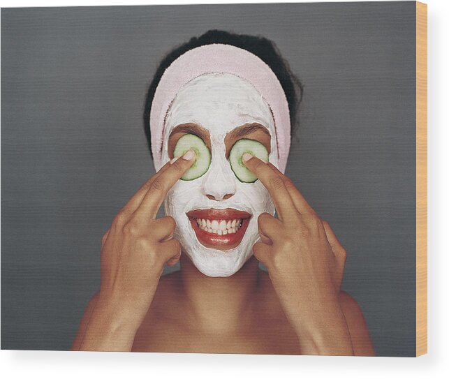 20-29 Years Wood Print featuring the photograph Portrait of a Woman With a Beauty Mask by Sydney Shaffer