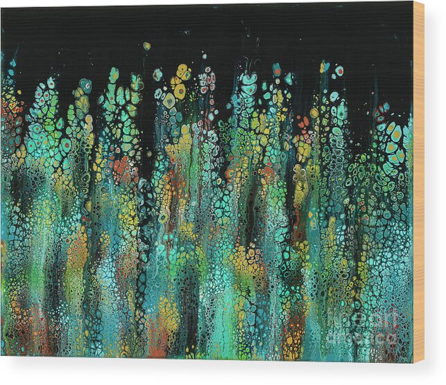 Abstract Wood Print featuring the painting Poseidon's Garden by Lucy Arnold